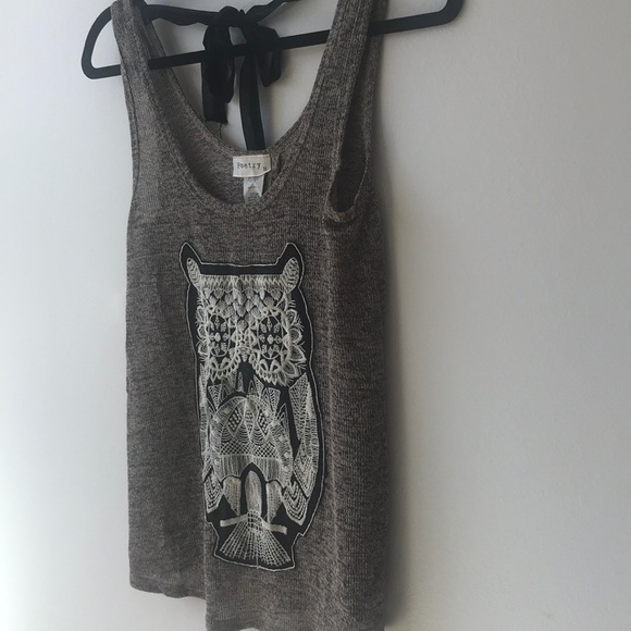 Owl Top with tie and open back - Picture 3 of 7